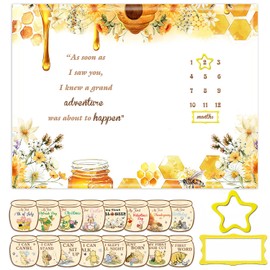 ZsaTuiy Winnie Milestone Blanket,The Pooh Baby Nursery Decor Monthly Milestone Blanket,Winnie Baby Stuff Newborn Photography Background Decor, with 8pcs Double-Sided Printed Holiday Cardstock