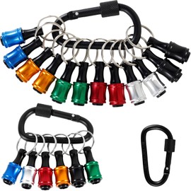 18Pcs Carabiner Bit Holder Keychain,1/4 inch Hex Shank Screwdriver Bits Holder,Aluminum Alloy Long and Short Drill Bit Holder,Quick Release,Screwdriver Bit Holders for Tools & Home Improvement Gift