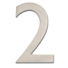Architectural Mailboxes 3582SN-2 4 inch Solid Brass Floating House Number, 2, Satin Nickel