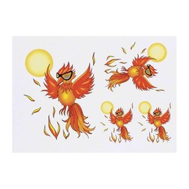 4 x 'Phoenix Wearing Sunglasses' Temporary Tattoos - Water Resistant, Skin-Safe, Non-Toxic Transfers, Mixed Sizes (TO00085514)