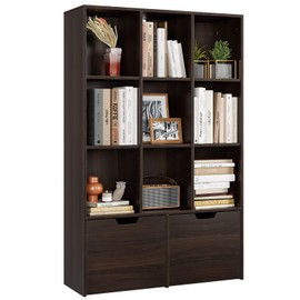 GarveeHome Bookshelf, Modern Bookcase Storage Cabinet with Drawers and 9 Cube, Free Standing Storage Organizer Book Shelves in Living Room/Home/Office