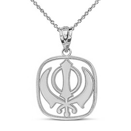 Claddagh Gold Sterling Silver Sikh Khanda Kirpan Sword Symbol Religious Pendant Necklace, 18"