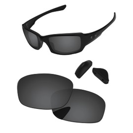 PapaViva Replacement Lenses for Oakley Fives Squared OO9238 54mm Sunglass Solid Black Non-polarized