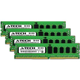 A-Tech 32GB Kit (4x8GB) DDR4 2666MHz PC4-21300 ECC RDIMM 1Rx4 1.2V Single Rank ECC Registered DIMM 288-Pin Server & Workstation RAM Memory Upgrade Modules (A-Tech Enterprise Series)