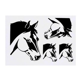4 x 'Horse Face' Temporary Tattoos - Water Resistant, Skin-Safe, Non-Toxic Transfers, Mixed Sizes (TO00068810)