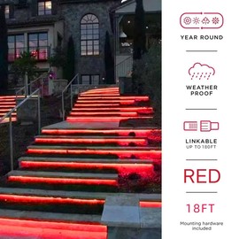 LAMPHOME RED Neon Light Strip 18FT Flexible Neon Rope Lights Indoor Outdoor Led Strip Lights Waterproof 120LEDs/M AC 110VPlug and Neon LED Lights for Bedroom Home Commercial Lighting