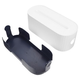 CAXUSD Household Cable Storage Box with Heat Dissipation Power Line Organizer for Tidy Spaces at Home Office and Living Areas Durable Design for Adapters and Power Cords White Blue