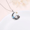 JZMSJF S925 Sterling Silver Cat Moon Pendant Necklace I love