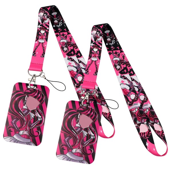 BZQCPLX 2 pcs Monster Card Holder with Lanyard, Draculaura Cartoon