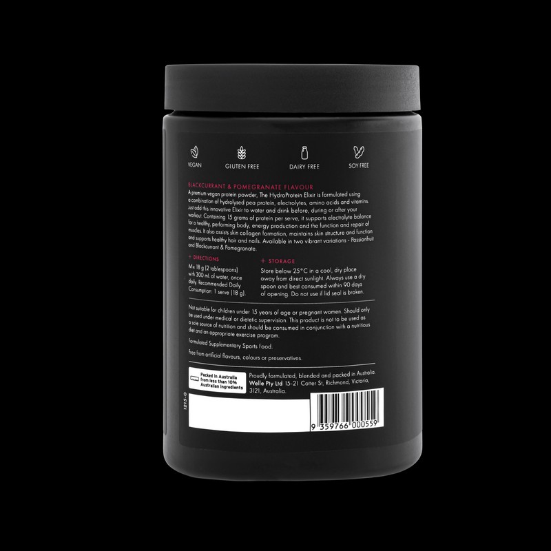 WelleCo The HydroProtein Elixir - Pomegranate & Blackcurrant 270g