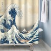 Xiaoterna Traditional Japanese Painting Shower Curtain Japanese Ocean Waves Bathroom
