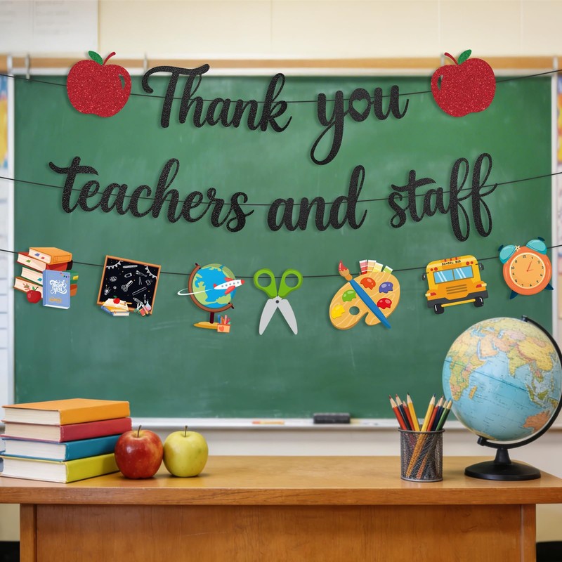 Pre-Strung Teacher Appreciation Decorations, NO-DIY Teacher Appreciation Banner, Thank You