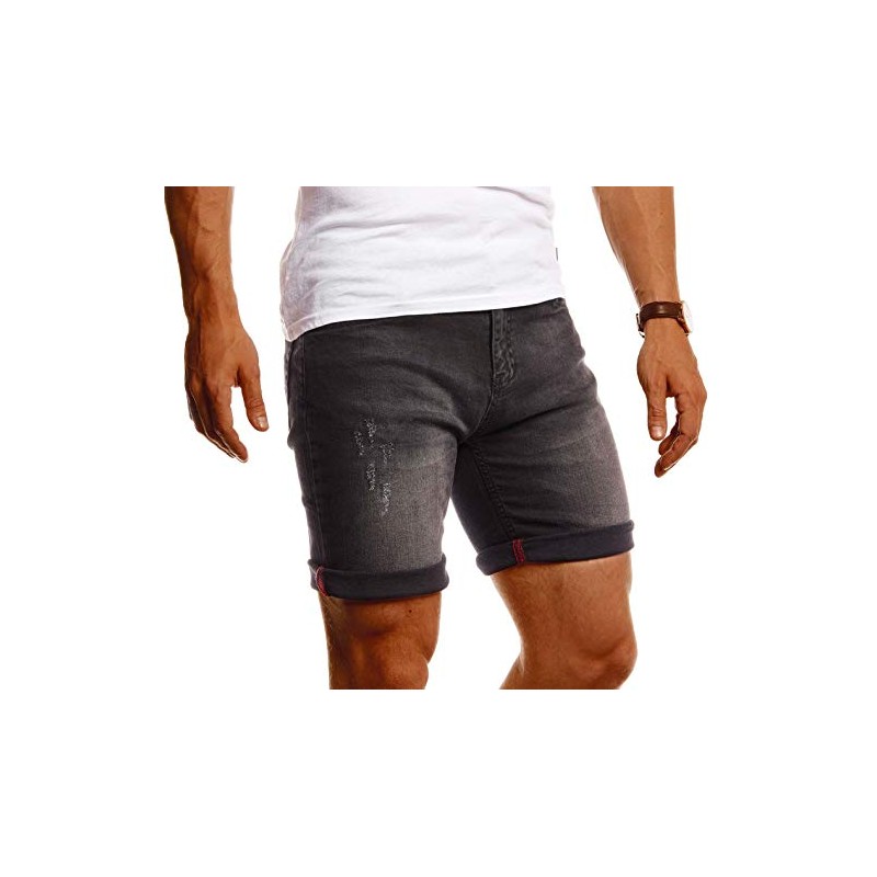 Leif Nelson LN1397 Men's Denim Shorts - Black , size: