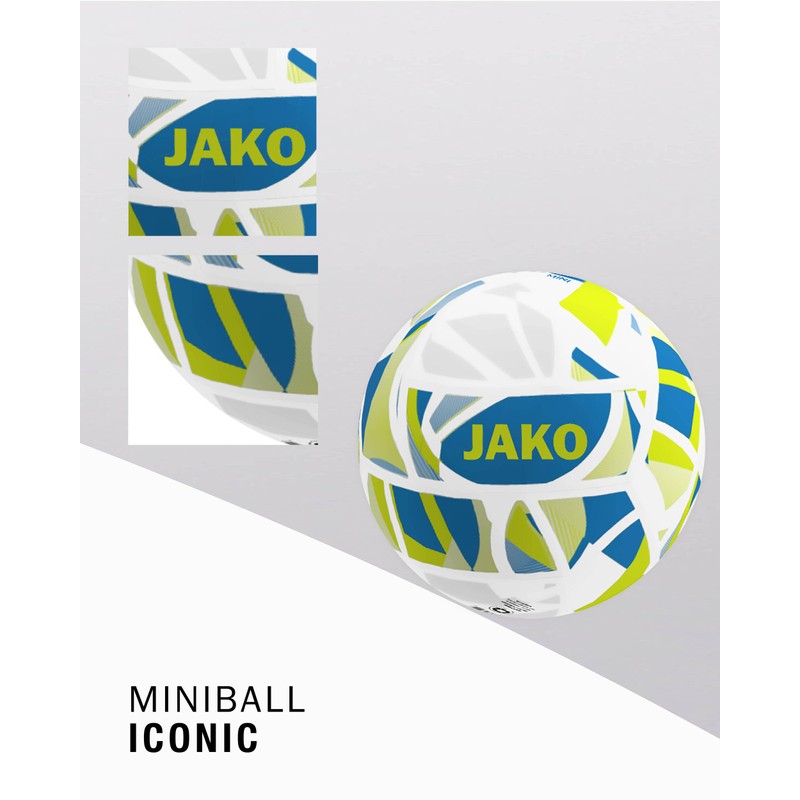 JAKO Iconic Mini Ball, White/JAKO Blue/Neon Yellow, 1