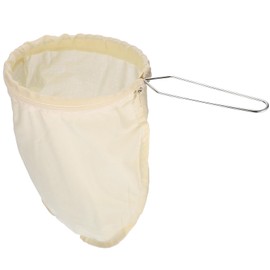 sourcing map 1 Pcs Cloth Coffee Filter Bags, Coffee Sock Filter, Reusable Coffee Strainer with Steel Ring Handle, Medium, Yellow