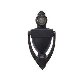 QCAA Door Knocker with 180 Degree Viewer, Die-Cast Construction 5-1/2'' Height, Matte Black, 1 Pack