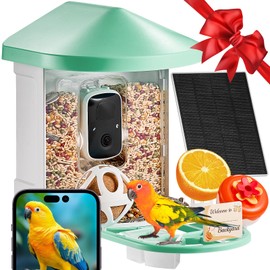 VEVOR Smart Bird Feeder with Camera, Solar Powered Bird House Camera, Wireless Outdoor Vedio Birdfeeder with AI Identify Birds, Auto Detect & Instant Notify and 2K Full HD, Ideal Gift for Bird Lover