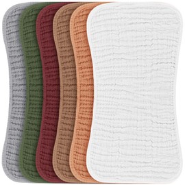 Konssy Muslin Baby Burp Cloths Sets for Unisex- 6 Pack Large 100% Cotton Burping Clothes for Newborn，Baby Girls and Boys