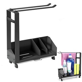 Sink Organiser, Kitchen Sponge Holder, Sink Dish Cloth Organiser, with Collection Tray and Cloth Holder, Sink Shelf Caddy Organiser for Kitchen (Black)