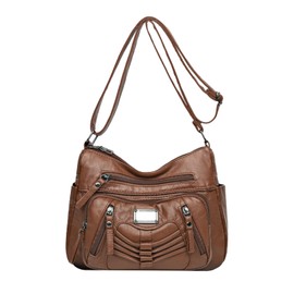 LassZone Womens Soft PU Leather Handbag Multi-Pocket Crossbody Bag Waterproof Hobo Shoulder Purse Messenger Bags with Adjustable Shoulder Strap