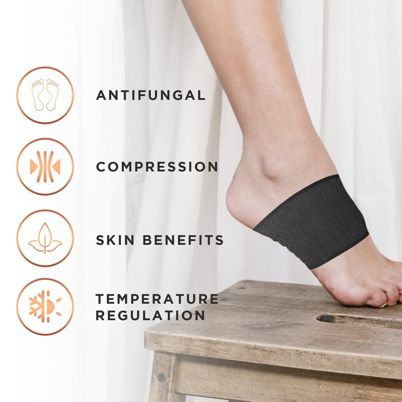 MAXCOPPER Compression Arch Support Band 100% Copper-Infused, Antimicrobial, Eliminates Odors
