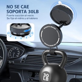 Garselay Vacuum Magnetic Phone Holder, Soporte de Teléfono para Coche, 360° Rotating Magnetic Porta Celular, Plegable y Retráctil Doble Cara Magnética para Coche, Casa, Oficina y Gimnasio (Negro)