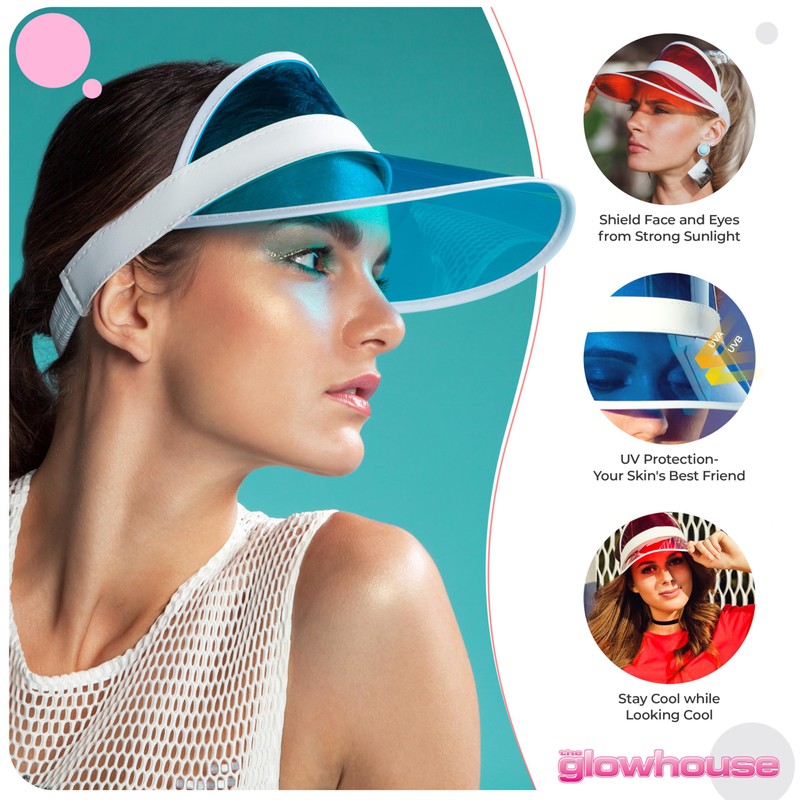 Unisex 80s Style Retro Neon Sun Visor Hat Headband Cap