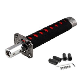 BWBWND Samurai Sword Shift Knob, 7.9 Inch Short Gear Shifter Swords Protective Cover with 4 Adapters, Universal Shift Gear Lever for Manual & Most Automatic Transmission Cars (Black & Red)