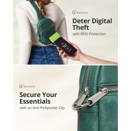 Vantamo Crossbody Bags for Women: RFID Blocking Vegan Leather Sling Bag with Anti-Pickpocket Clip - Trendy & Compact, Secure Style for Everyday Use with Peace of Mind Promise -3 Sizes, 6 Colors