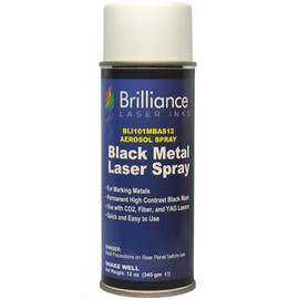 Brilliance Laser Inks 12 Oz Laser Marking Spray - Black, Permanent High Contrast Metal Marker Aerosol for Fiber, YAG, Diode, and CO2 Laser Engraver Machine, BLI101