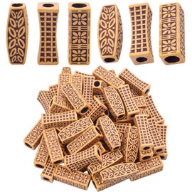 Hair Beads for Dreadlocks, 60pcs Imitation Wooden Hair Beads Braids 12mm Big Hole Loose Beads for Jewellery Making, 3 Styles