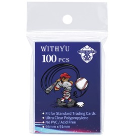 WITHYU 100 Pcs Soft Trading Card Sleeves,Top Loading Sleeves for Standard Cards 2.5x3.5in,Ultra-Clear Card Protector for Game Cards,Baseball/Football/Basketball Cards and Mini Photos