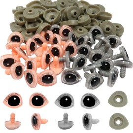 TOAOB Pack of 40 Doll Eyes Safety Eyes 17 x 21 mm Colourful Plastic Anime Eyes with Washers for Puppet