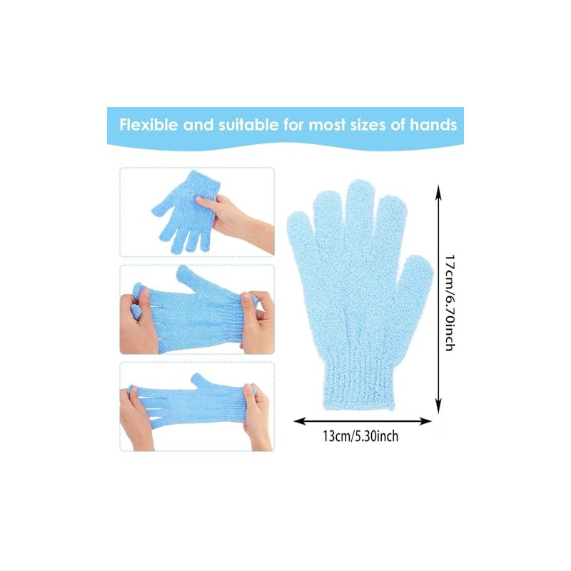 Guantes Baño Pares Exfoliantes Ducha Nailon Súper Suaves Doble Cara