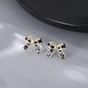 SLUYNZ Solid 925 Sterling Silver Black Bow Stud Earrings for