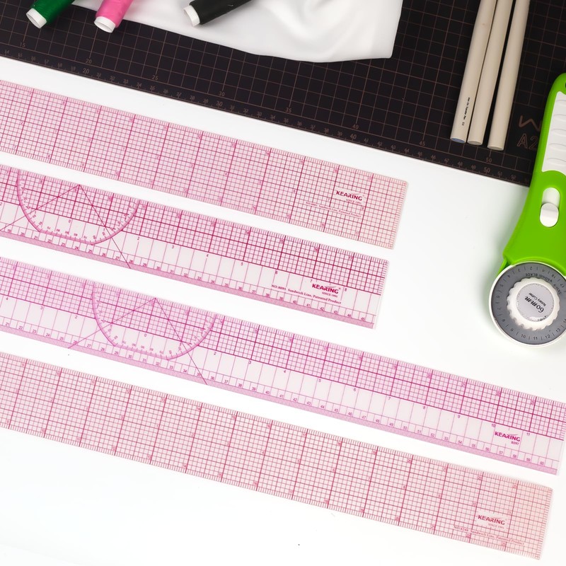 KEARING Clear Sewing Graph Fashion Design Ruler, Sandwich Line, 2