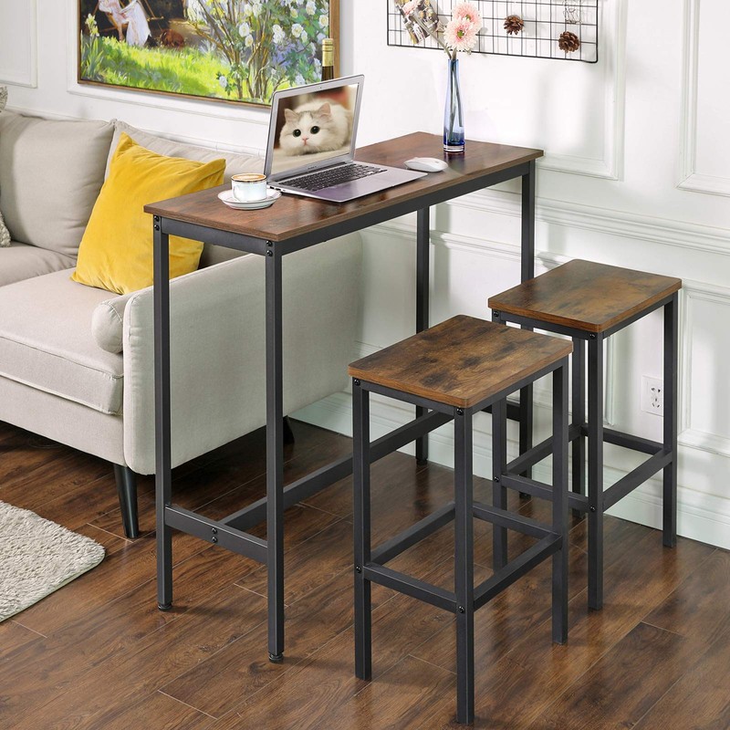 VASAGLE Bar Table, Narrow Long Kitchen Dining Table, Sturdy Metal