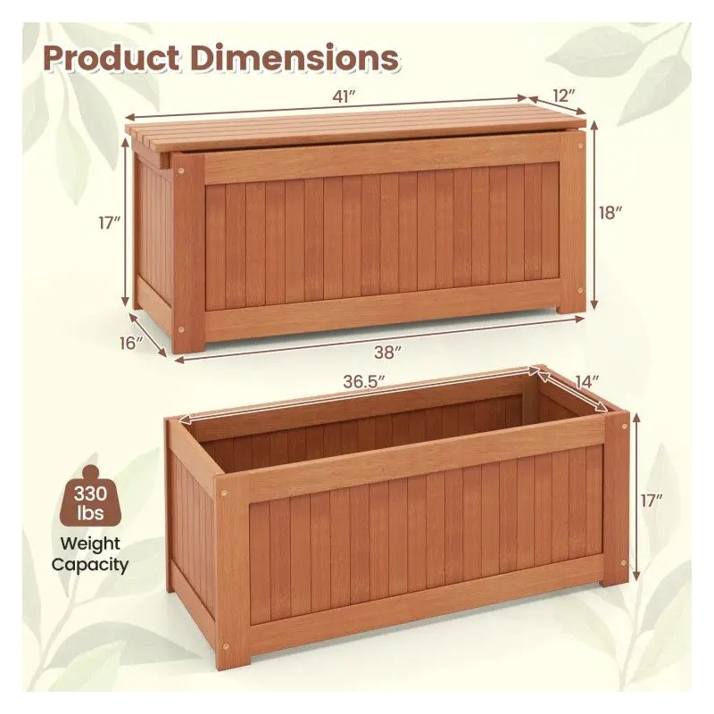 Outdoor Patio Bench With Planter Box Wood Contemporary Design For