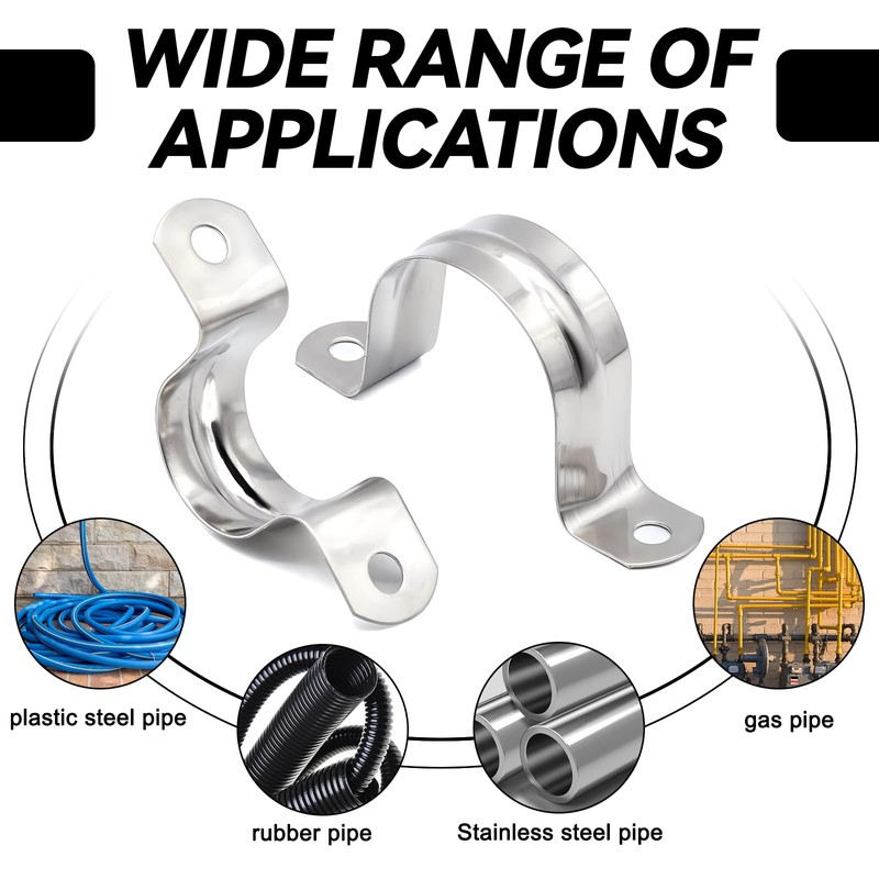 Wohlstand 50 pieces stainless steel pipe clamp, U-shaped pipe clamp,