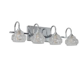 23" Nickel Finish Vintage Crystal Vanity Light - Elegant 4-Light Bathroom Mirror Fixture with Clear Glass Shades (No Bulbs)Lamp Power(W): 30, Lamp Sizes: Small, Product Size: 58x18x16cm