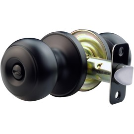 HADE LION Privacy Black Door Knobs Keyless - Stainless Steel Matte Black Finish, Powder-Coated for Bedroom/Bathroom, Interior/Exterior, Easy Install (1-Pack)