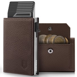DODENSHA MagSnap Pepple Men's Wallet I Slim Wallet with XL Coin Compartment I Credit Card Holder Wallet Men for 10+ Cards I Wallets for Men I Wallet Men I RFID Protection, brown, Modern