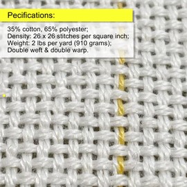 Primary Tufting Cloth with Marked Lines, Large Size Needlework Fabric, Monk's Cloth for Tufting Gun, Rug-Punch, Punch Needle, 45''x45''