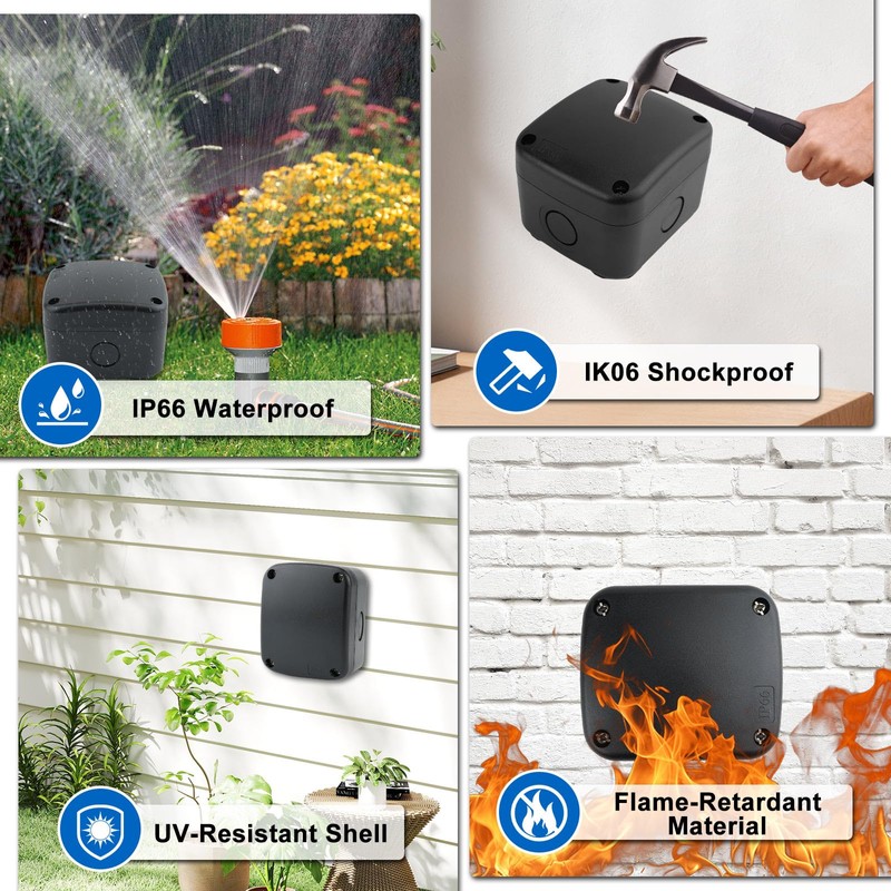 Waterproof Junction Box,Nineleaf IP66 Weatherproof Electrical Project Boxes,3.3X 2.8 x