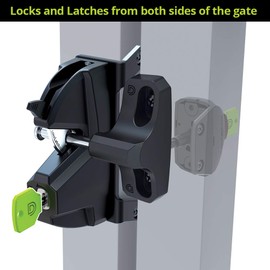 D&D Technologies LL3PWA LokkLatch Plus, Locking Privacy Gate Gravity Latch, Key Lockable on Both Sides of Gate, Fence Gate Hardware for Square Gate Frame and Post, Metal, Wood, Vinyl Fences, Black