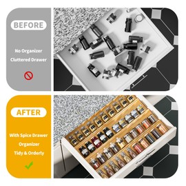 OHHLIHOME Bamboo Spice Drawer Organizer - 8 Pack 13"x4.7"x1.6" Spice Rack Tray - Spice Jars Drawers Insert - Seasoning Organizer for Drawers/Countertop (Jars not included)…