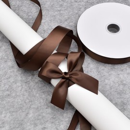 Brown Satin Ribbon 1 1/2 Inch, 50 Yards Solid Brown Fabric Ribbons for Gift Wrapping Crafts Floral Bouquets Wedding Christmas Party Decoration