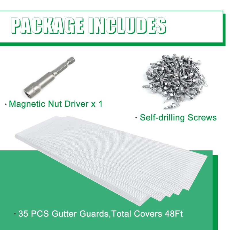 Forestchill Gutter Guards, 48Ft Stainless Steel Gutter Guard, Universal Fit