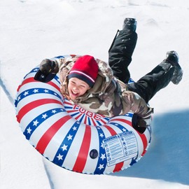 Inflatable Ski Ring PVC Sledding Tube Thicken Snow Tubing Winter Snow Tube with Handle