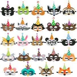 LUKIUP Pack of 24 Children's Felt Masks, Animal Masks, Party Accessories, Safari Theme, for Animal Party Masks, Birthday Theme Party Decoration Props Accessories